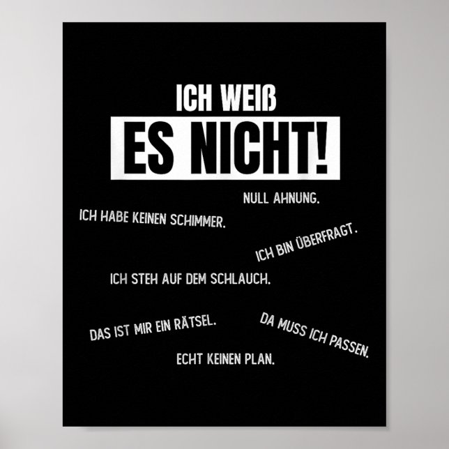 Póster Alemán _ _ Ich Weiß Es Nicht (Frente)