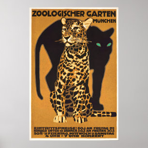 Póster alemán Leopardo Zoológico de Múnich, Aleman