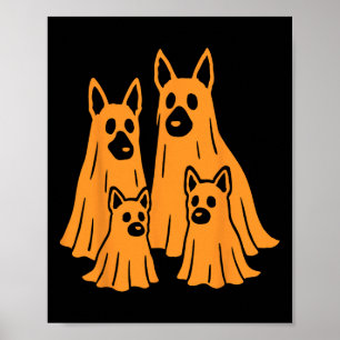 Póster Alemán Pastor Halloween Ghost Family Funny Dog L