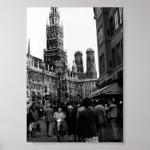 Póster Alemania antigua Múnich Frauenkirche Frauenplatz