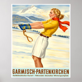 Póster Alemania, cartel de esquí de Garmisch Partenkirche