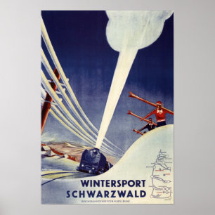 Póster Alemania - esquí en el bosque negro