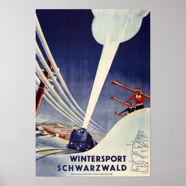Póster Alemania - Esquiando en la Selva Negra (Frente)