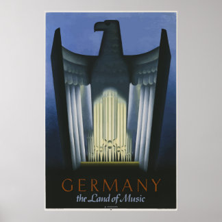 Póster Alemania La Tierra Del Afiche De La Música Vintage