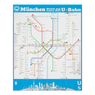 Póster “Alemania: Metro muniqués SUBWAYmap…