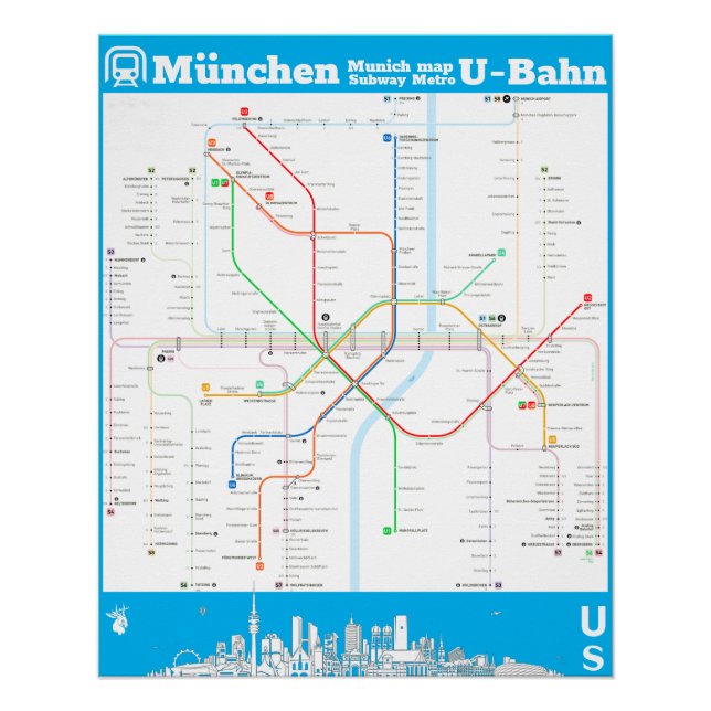 Póster “Alemania: Metro muniqués SUBWAYmap… (Anverso)