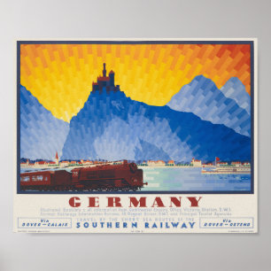 Póster Alemania por cartel vintage del ferrocarril del su