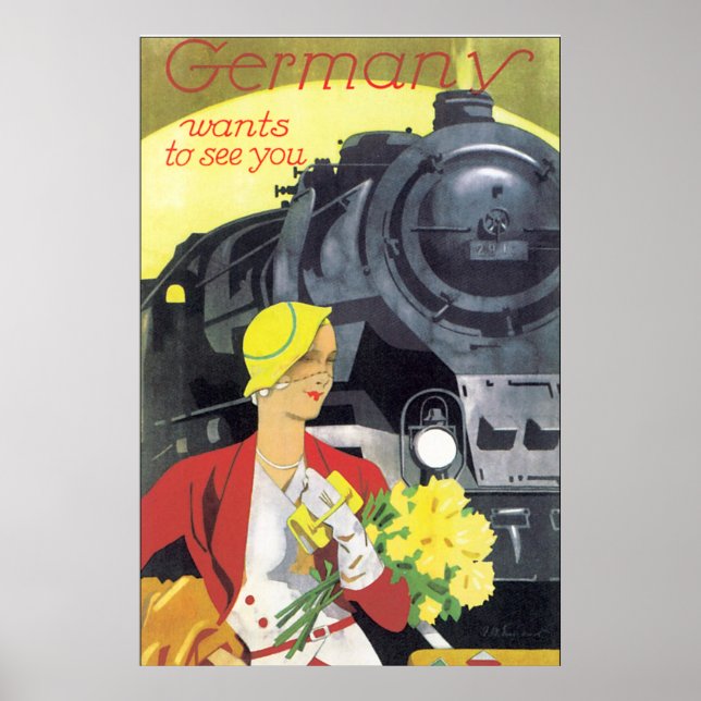 Póster Alemania quiere verte Poster de viajes vintage (Frente)