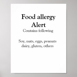 Póster Alerta de alergia al alimento añadir nombre de los