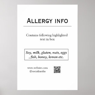 Póster alerta de alergia alimentaria añadir nombre texto