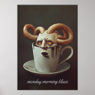 Póster Alerta de nivel de cafeína de lunes por la mañana