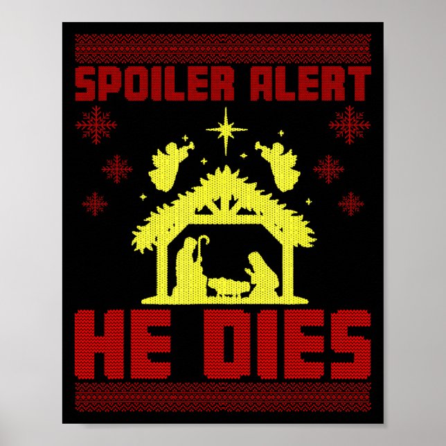 Póster Alerta de Spoiler Muere Estilo de Suéter Feo de Na (Frente)