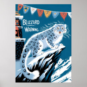Póster Alerta de tormenta de nieve Leopardo de las nieves