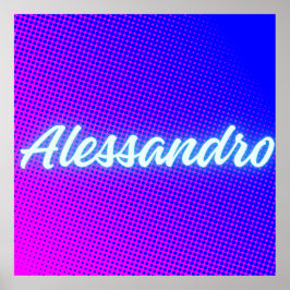 Póster Alessandro – Retro‑Wave Neon Name Aesthetic