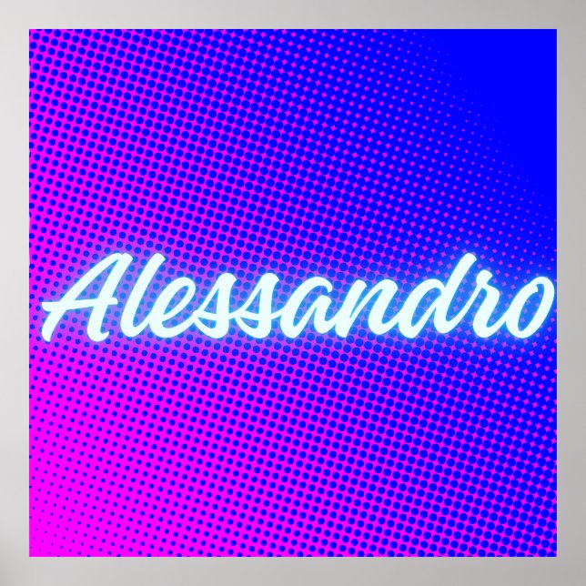 Póster Alessandro – Retro‑Wave Neon Name Aesthetic (Frente)
