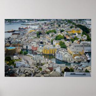 Póster Alesund, ciudad de Art Nouveau, poster de Noruega