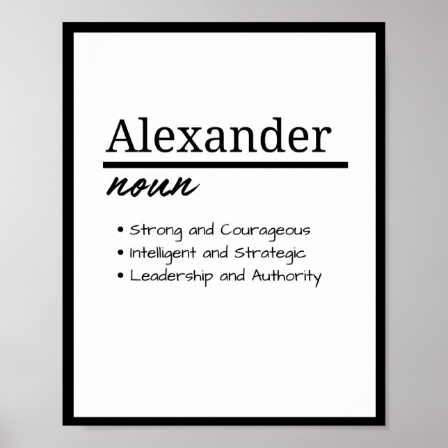 Póster Alexander, definición de nombre personalizado del  (Frente)