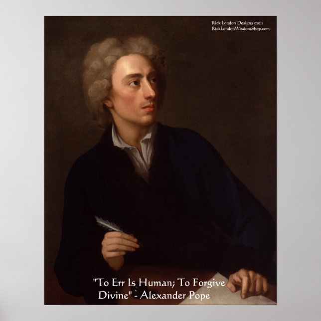 Póster Alexander Pope "To Err Is Human" Wisdom Cita Post (Frente)