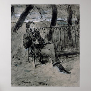 Póster Alexander Pushkin en un parque, 1899