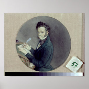 Póster Alexander Pushkin trabajando, 1899