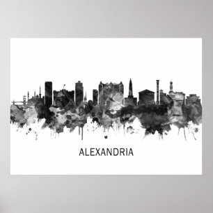 Póster Alexandria Egypt Skyline BW