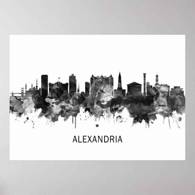 Póster Alexandria Egypt Skyline BW (Frente)