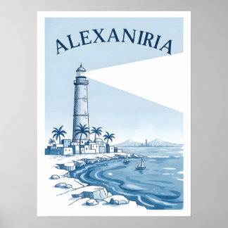 Póster Alexandria Lighthouse Coastal Scene Travel