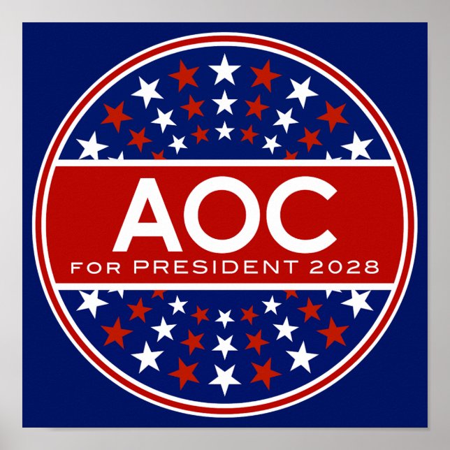 Póster Alexandria Ocasio-Cortez para Presidente 2028 (Frente)