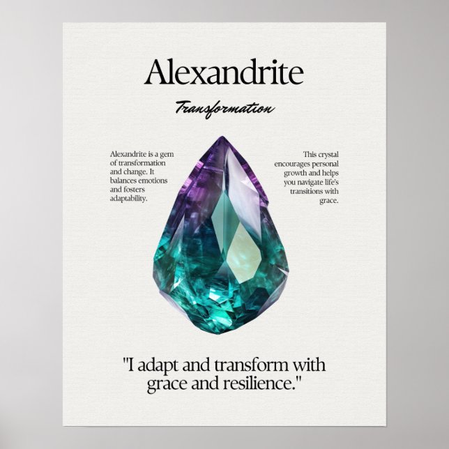 Póster Alexandrite Gem Crystal Meaning Card (Frente)
