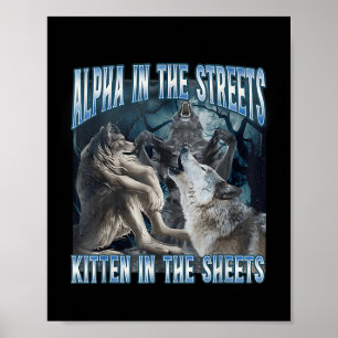 Póster Alfa en las calles gatito en sábanas divertido Wer
