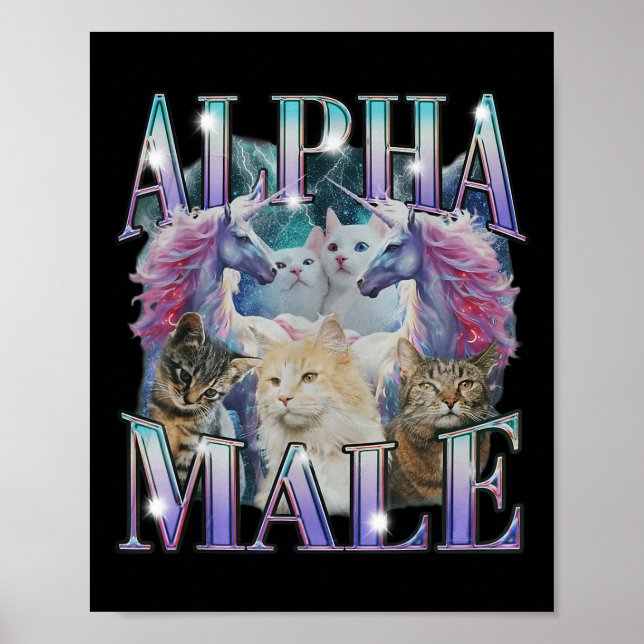 Póster Alfa macho unicornio Cat Ironage (Frente)