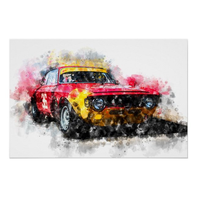 Póster Alfa Romeo Giulia 1600 GTA Corse 1965 (Anverso)