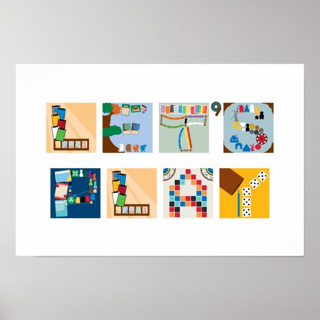 Póster alfabético de "Let's Play" Juegos de mesa (Frente)