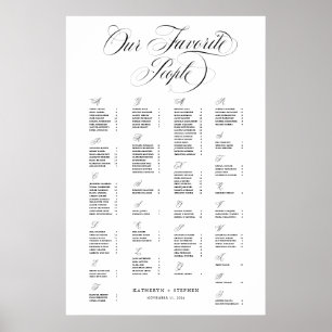 Póster Alfabético Nuestra Gente Favorita Elegante Boda