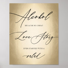 Póster Alfabetización caligrafía Historia de amor al alco
