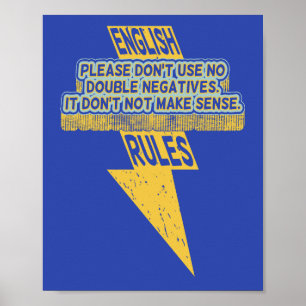 Póster Alfabetización doble negativa en inglés