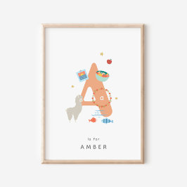 Póster Alfabetización personalizada de guardería Cuta let
