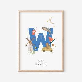 Póster Alfabetización personalizada de guardería Cuta Let