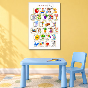 Póster Alfabeto A a Z Animales y Objetos para Niños