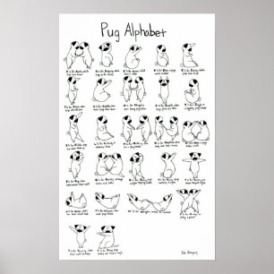 Póster Alfabeto A-Z pug con rima