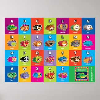 Póster Alfabeto ABC para niños en inglés de Critter manua