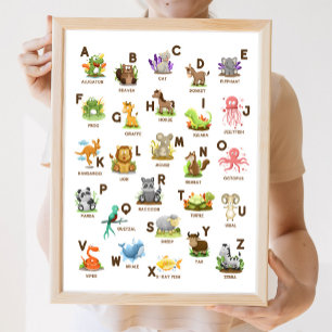 Póster Alfabeto animal Poster educativo de aula ABC