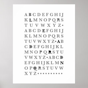 Póster Alfabeto Aprende Letra de tipografía moderna ABC