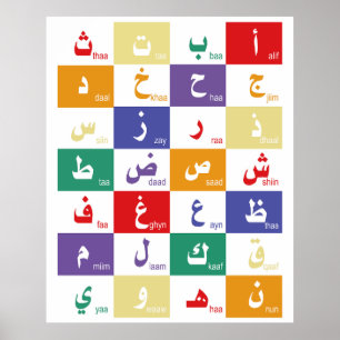 Póster Alfabeto árabe letras para niños