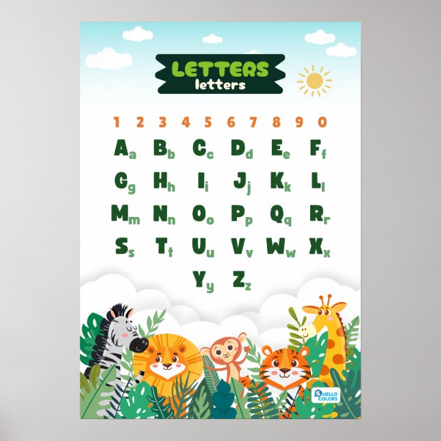 Póster Alfabeto con Animales Adorables (Frente)
