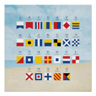 Póster Alfabeto con bandera indicadora náutica y playa 2