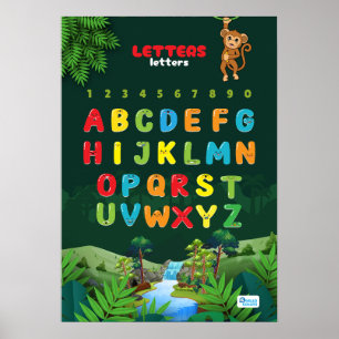 Póster Alfabeto con temática de selva