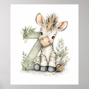 Póster Alfabeto de adorables animales bebés en acuarela c