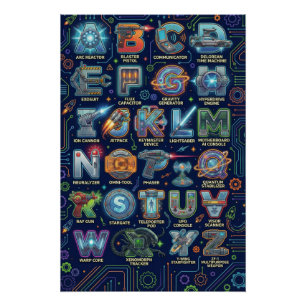 Póster Alfabeto de ciencia ficción A-Z