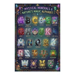 Póster Alfabeto de cristales místicos A-Z